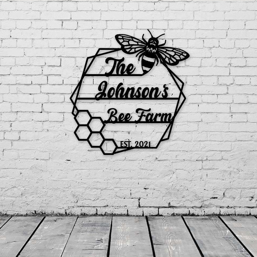 Bee Farm Metal Sign, Bee Wall Art, Bee Honey Comb Decor, Bee Farm Gift, Honey Bee Garden, Metal Bee Gift, Honey Comb Decor Laser Cut Metal Signs Custom Gift Ideas