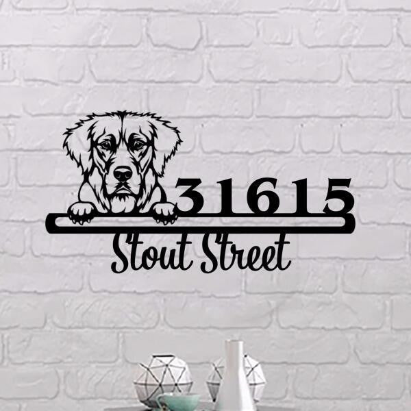 Dog Lovers Metal Sign Cute Dog With Number And Street Address Personalized Live Preview Laser Cut Metal Signs Custom Gift Ideas