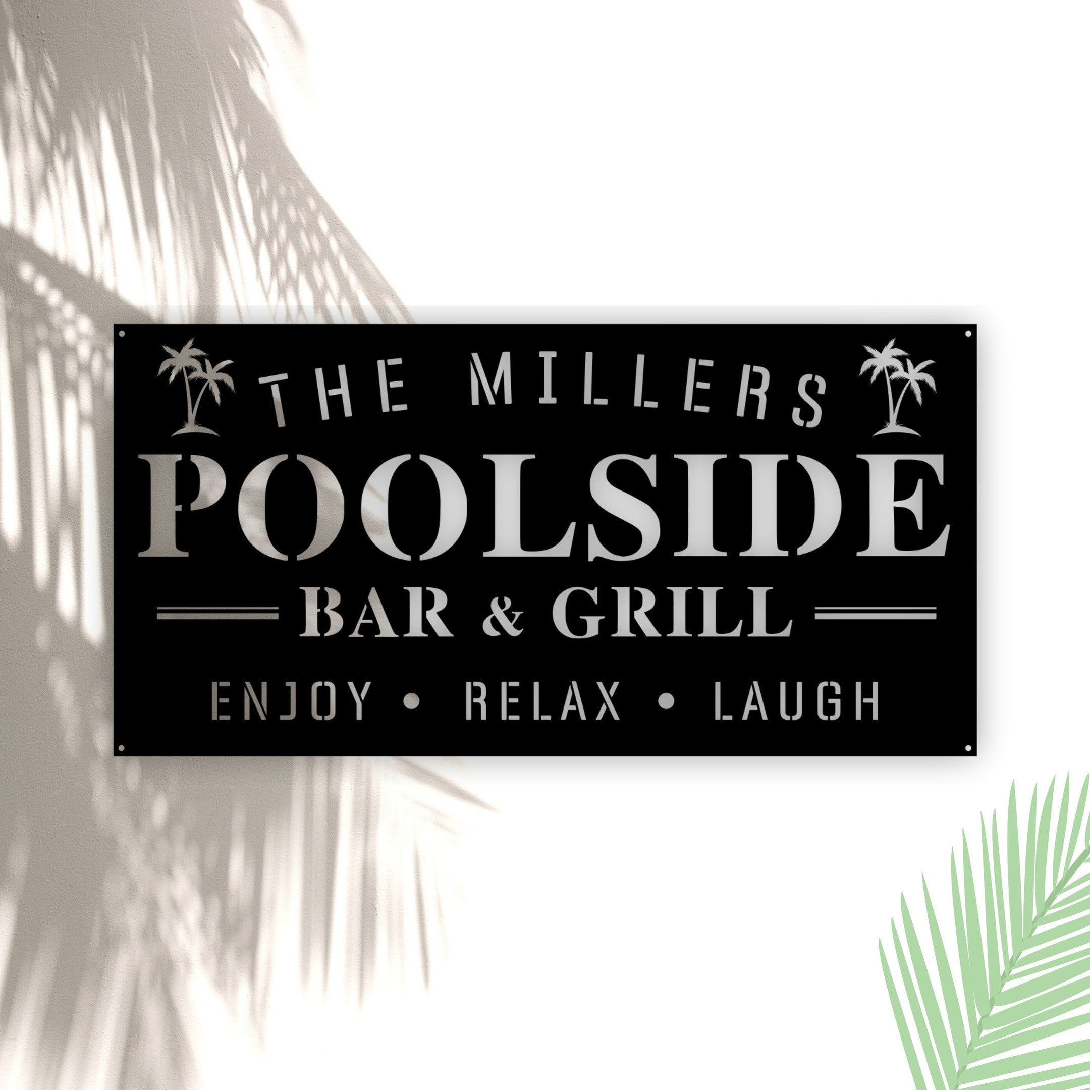 Custom Name Poolside Bar And Grill Metal Sign,pool And Bar, Tiki Bar, Bar And Grill, Pool Oasis Personalized Sign For Pool Bar Patio Decor Laser Cut Metal Signs Custom Gift Ideas