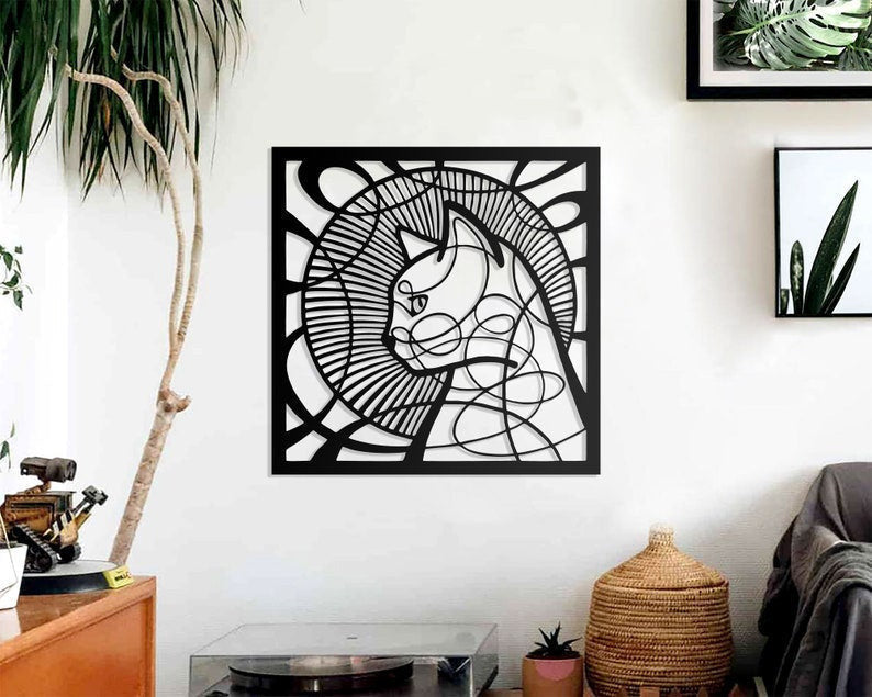 Beautiful Cat circle vintage Cut Metal Sign Laser Cut Metal Signs Custom Gift Ideas