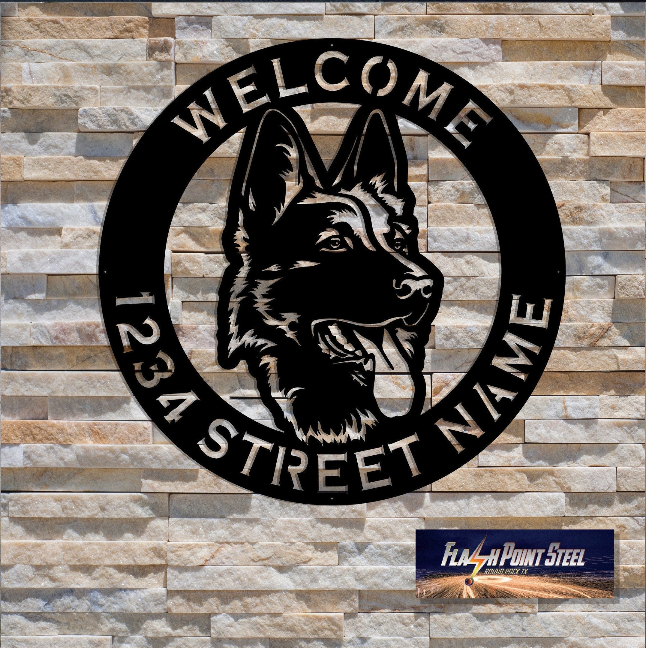 German Shepherd Sign, Dog House, Family Dog, Entrance Sign, Wall Decor, Plasma Cut Steel, Custom Sign, Welcome Sign, Personalized, Dog Breed Laser Cut Metal Signs Custom Gift Ideas