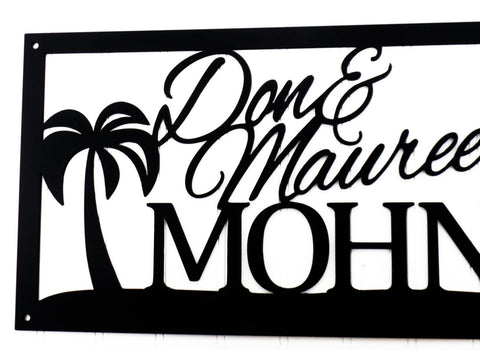Custom Beach House Metal Sign, Palm Trees, Family Name Sign, Name Sign, Metal Wall Art, Outdoor Sign, Tropical, Beach Laser Cut Metal Signs Custom Gift Ideas