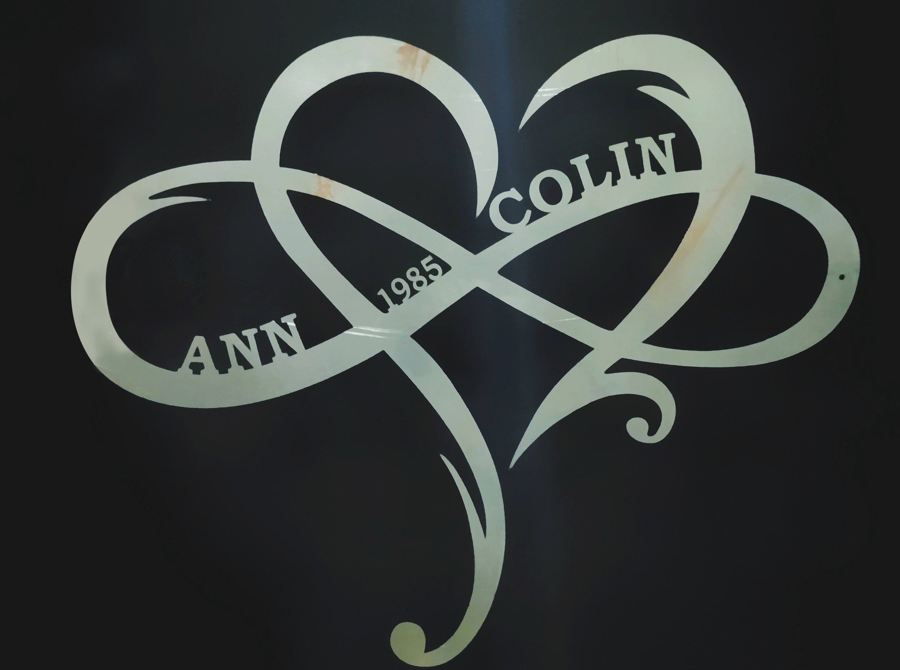 Infinite Heart Metal Sign For Couple, Love Established Sign Door Hanger, Personalized Couple Name Infinity Symbol, Custom Heart Name, Wedding Date Sign, Valentine Gift For Her, Valentine Cut Metal Sign, Laser Cut Metal Signs Custom Gift Ideas