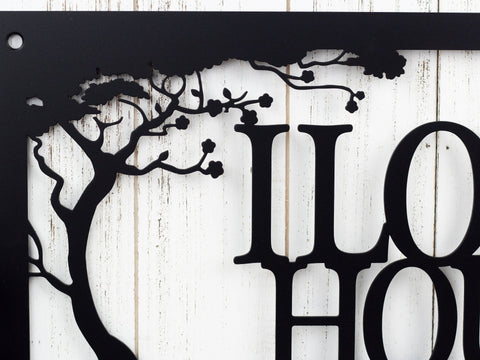 Custom Metal Sign Outdoor With Family Name For Lake House Decor With A Cherry Tree, Personalized Cabin Plaque, Laser Cut Metal Signs Custom Gift Ideas