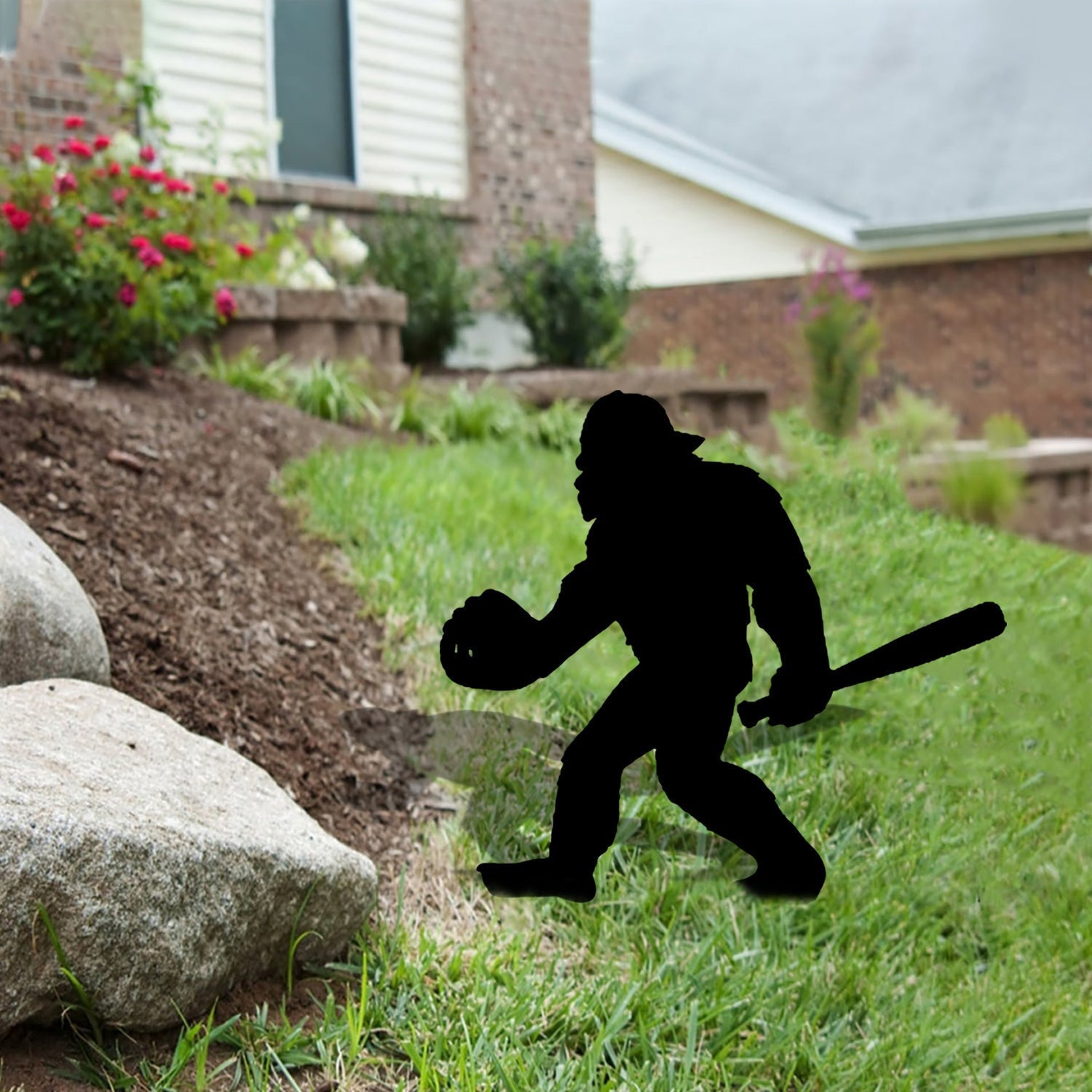 Bigfoot Plays Baseball Metal Garden Art, Yard Sign, Gift For Baseball Lovers Laser Cut Metal Signs Custom Gift Ideas