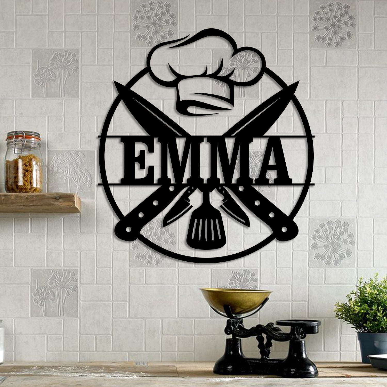 Personalized Cooking Chef Metal Sign, Custom Home Kitchen Housewarming Wall Decor, Wedding Art Gift, Metal Laser Cut Metal Signs Custom Gift Ideas