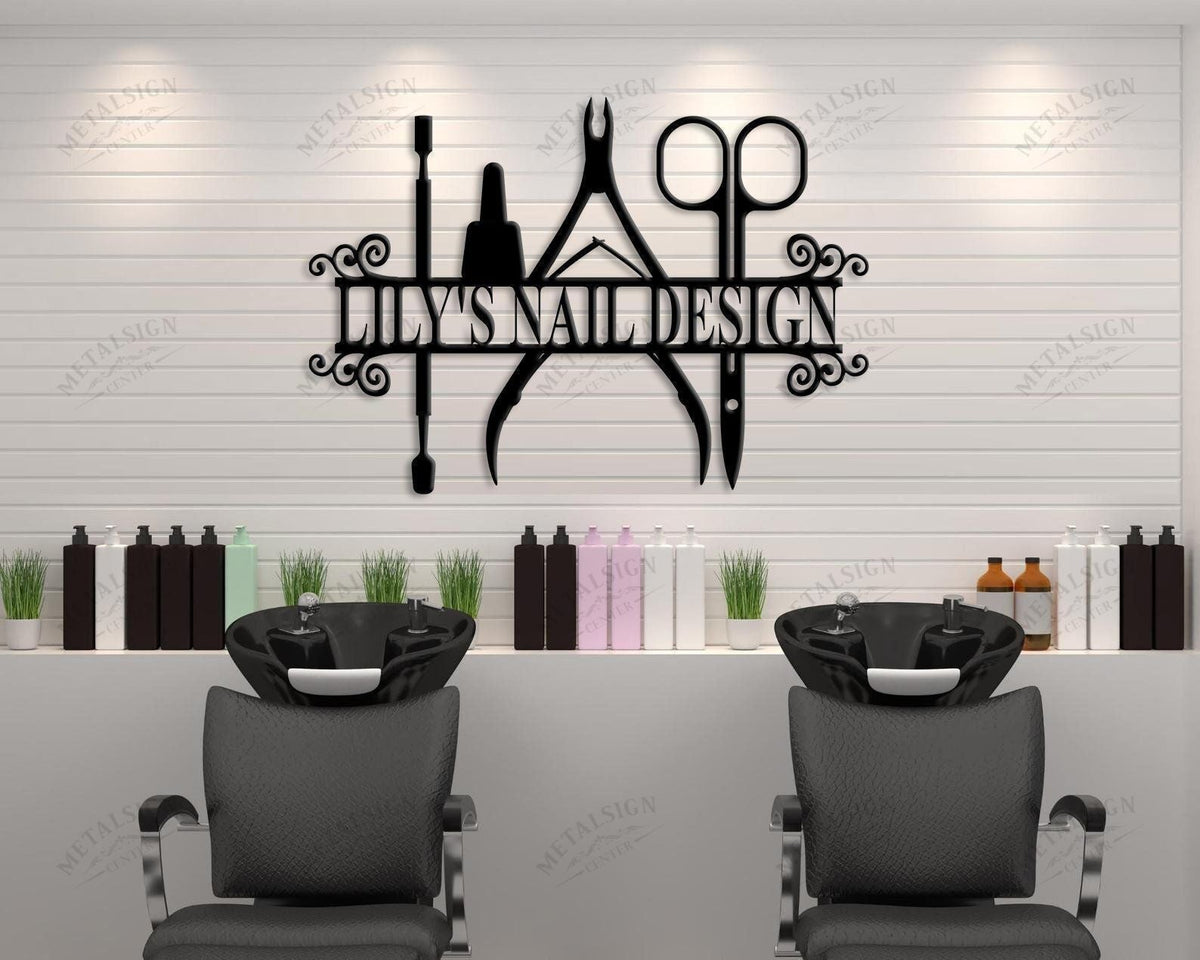 Nail Salon Personalized Shop Name Metal Wall Art, Cut Metal Sign, Metal Wall Art, Metal House Sign Laser Cut Metal Signs Custom Gift Ideas