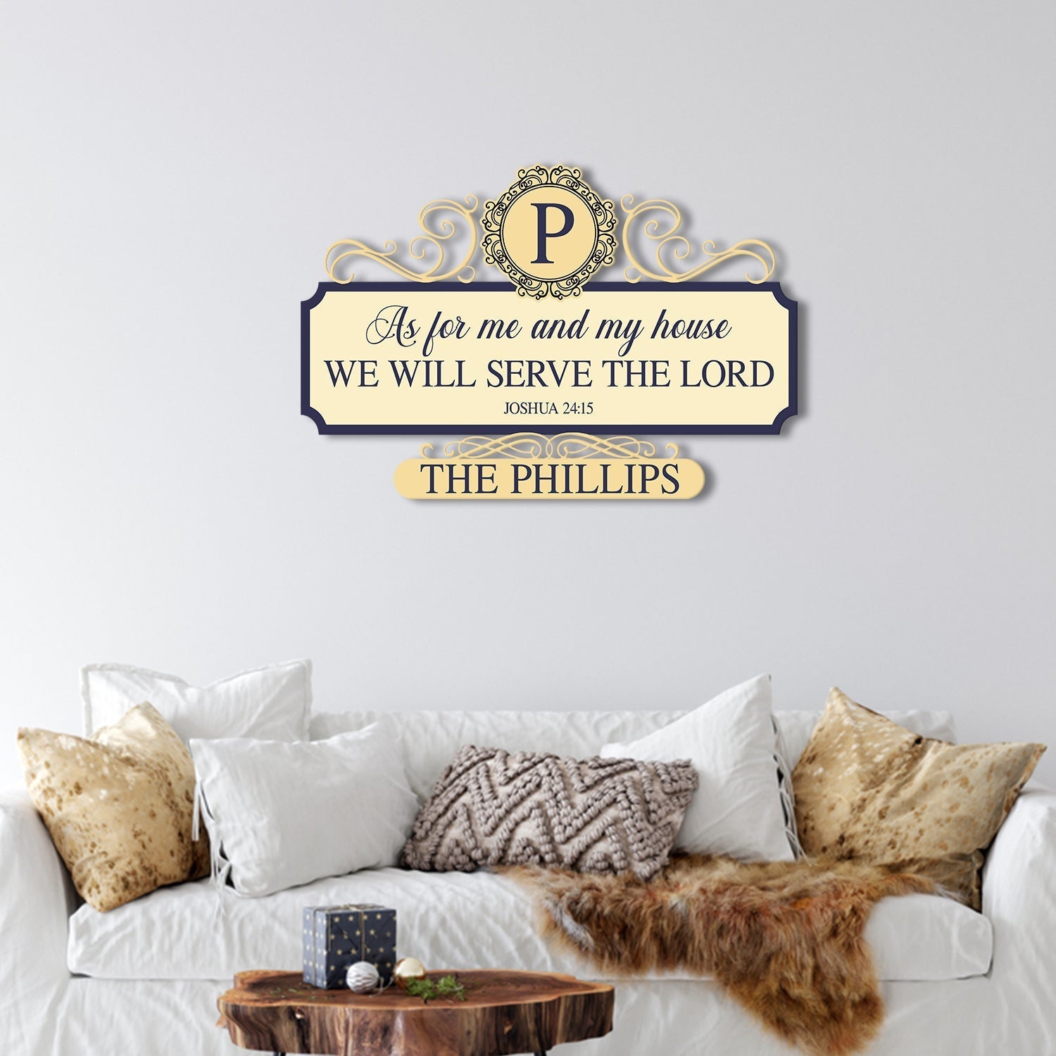 As For Me And My House We Will Serve The Lord Joshua 24:15 Jesus Christ Personalized Metal Sign, Custom God Christmas Wall Decoration Laser Cut Metal Signs Custom Gift Ideas