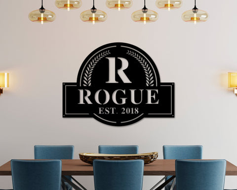 Monogram Sign, Custom Metal Name Sign, Front Porch Sign, Last Name Initial Established Sign, Personalized Last Name Sign, Door Hanger Outdoo Laser Cut Metal Signs Custom Gift Ideas