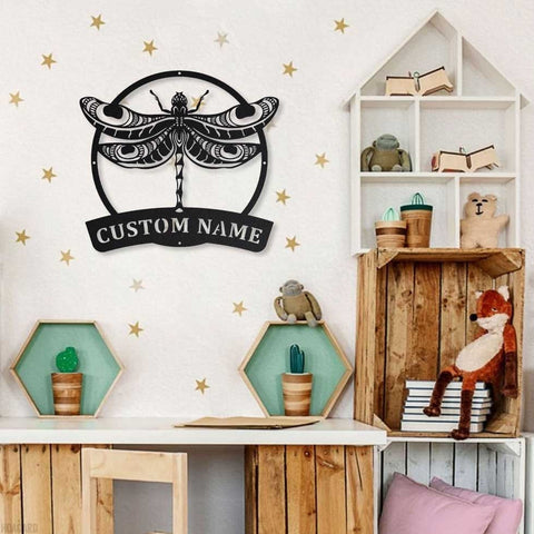 Dragonfly Monogram Metal Sign Art, Metal Wall Art, Dragonfly Antler Decor, Dragonfly Metal Sign, Housewarming Outdoor Metal Sign Laser Cut Metal Signs Custom Gift Ideas