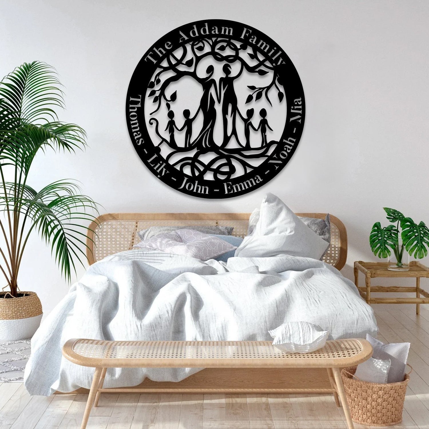 Custom Text Date Family Tree Of Life Metal Art, Mother Nature Wall Decor Laser Cut Metal Signs Custom Gift Ideas