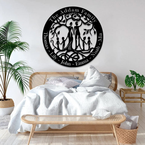 Custom Text Date Family Tree Of Life Metal Art, Mother Nature Wall Decor Laser Cut Metal Signs Custom Gift Ideas