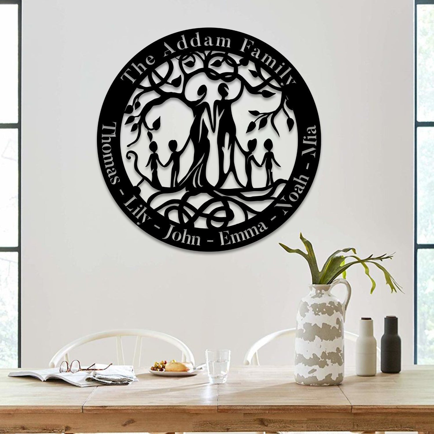 Custom Text Date Family Tree Of Life Metal Art, Mother Nature Wall Decor Laser Cut Metal Signs Custom Gift Ideas