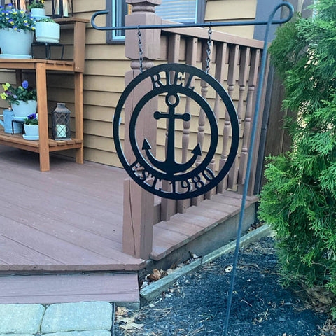 Coastal Decor Personalized Family Anchor Yard Sign, Front Door Beach House Decor, Custom Family Name, Address, Established Date Gift Laser Cut Metal Signs Custom Gift Ideas
