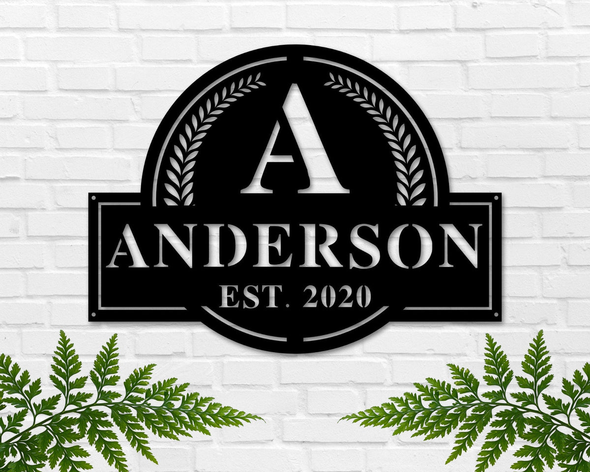 Monogram Sign, Custom Metal Name Sign, Front Porch Sign, Last Name Initial Established Sign, Personalized Last Name Sign, Door Hanger Outdoo Laser Cut Metal Signs Custom Gift Ideas