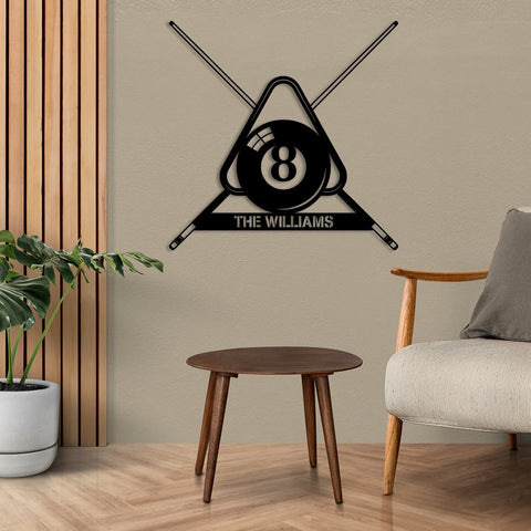 Custom Name Billards Room Metal Sign, Steel Wall Hanger Laser Cut Metal Signs Custom Gift Ideas