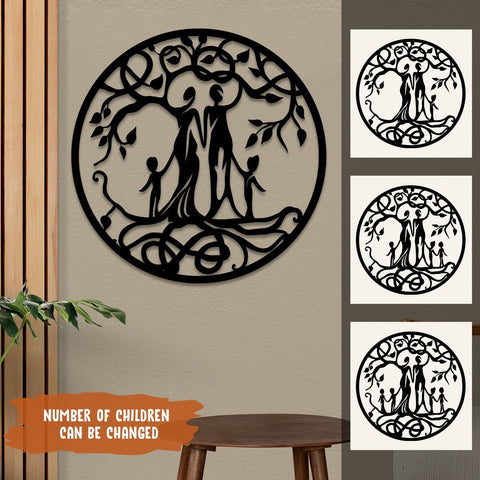 Customized Number Of Members In Family Tree Of Life Metal Sign, Wall Decoration Laser Cut Metal Signs Custom Gift Ideas