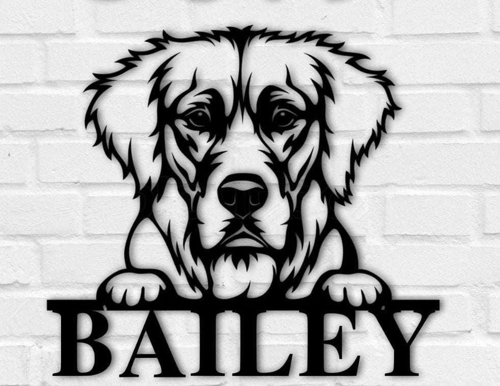 Custom Golden Retriever Dog Metal Sign, Personalized Dog Name Sign, Dog Metal Wall Art, Custom Dog Decor, Dog Address Sign, Pet Name Sign, Dog House Sign Laser Cut Metal Signs Custom Gift Ideas