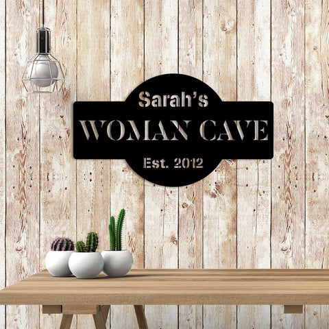 Customized Woman Cave Funny Metal Sign, She Shed Plaque, Gift For Her Laser Cut Metal Signs Custom Gift Ideas