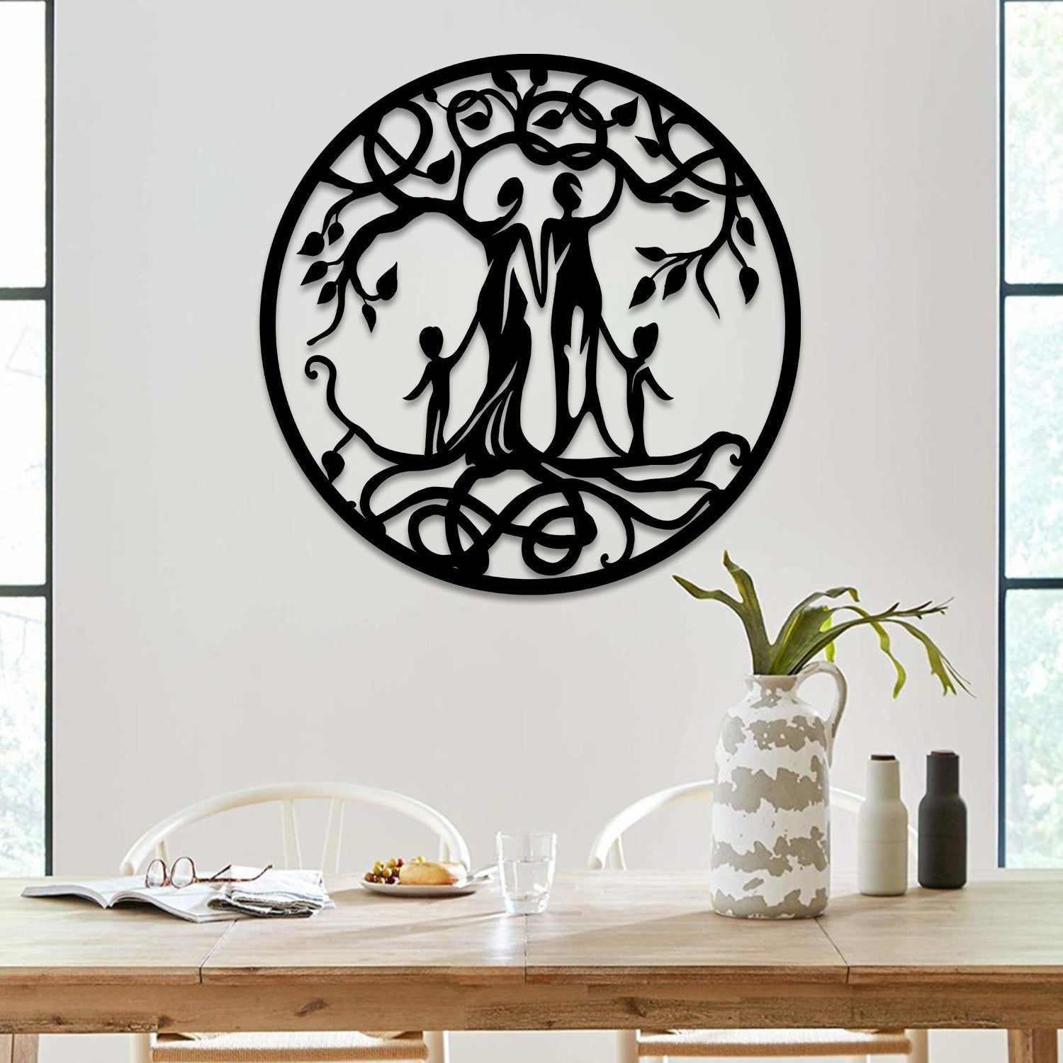 Customized Number Of Members In Family Tree Of Life Metal Sign, Wall Decoration Laser Cut Metal Signs Custom Gift Ideas