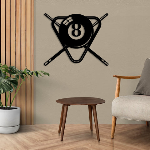 Billards Eight Ball Metal Art, Billards Room Wall Hanging Laser Cut Metal Signs Custom Gift Ideas