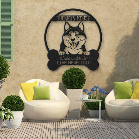 Akita Dog Lovers Funny Personalized Metal House Sign Laser Cut Metal Signs Custom Gift Ideas