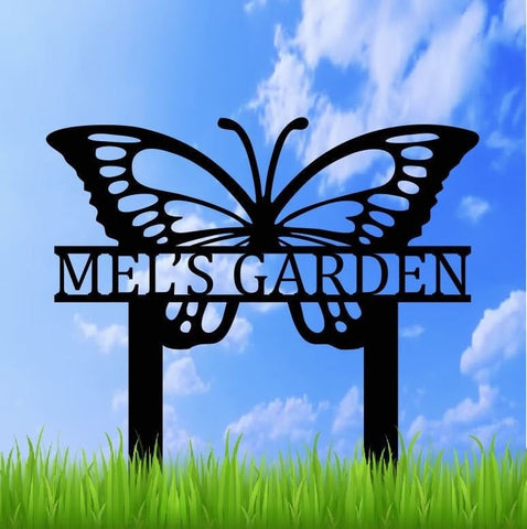 Personalized Butterfly Garden Stake Metal Sign, Garden Stake Metal Sign, Garden Sign, Custom Garden Sign, Garden Name Metal Sign Laser Cut Metal Signs Custom Gift Ideas