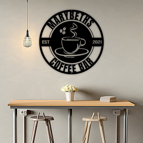 Personalized Coffee Bar Metal Sign, Coffee Bar Decor, Coffee Sign, Metal Coffee Sign, Coffee Metal Wall Art, Coffee Shop Sign, Name Sign Laser Cut Metal Signs Custom Gift Ideas