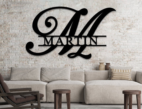 Custom Metal Name Sign, Personalized Metal Sign, Last Name Sign, Family Name Sign, Metal Wall Art, Split Monogram, Wedding Gift Outdoor Sign Laser Cut Metal Signs Custom Gift Ideas
