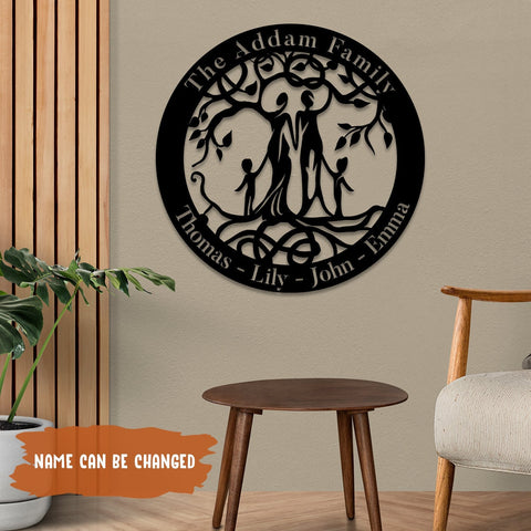 Customized Husband, Wife And Two Children Tree Of Life Metal Art, Mother's Day Gift Laser Cut Metal Signs Custom Gift Ideas