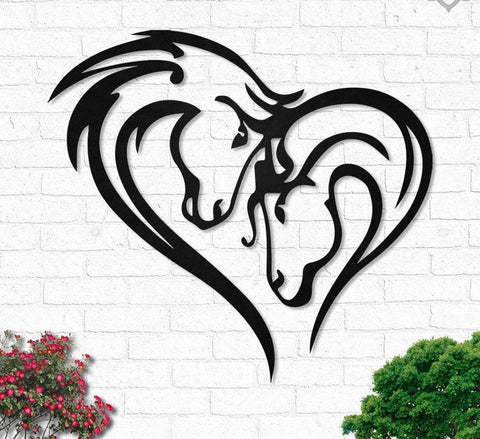 Horse Couple Heart Love Cut Metal Sign Laser Cut Metal Signs Custom Gift Ideas