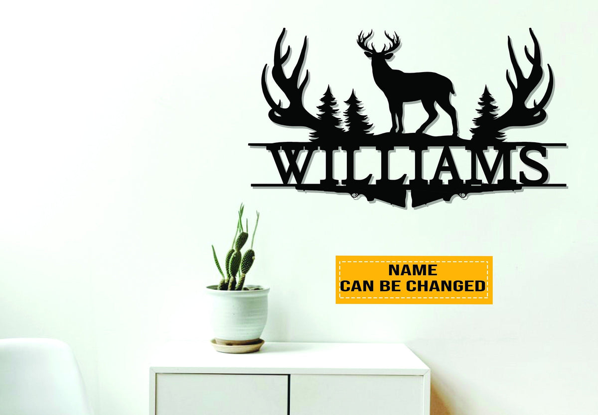 Personalized Deer Hunting Metal Sign, Deer Sign, Hunting Monogram, Farmhouse Sign, Family Name Sign, Man Cave, Hunter Gift, Gift For Him Laser Cut Metal Signs Custom Gift Ideas