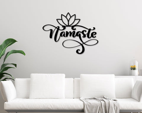 Namaste Sign, Metal Namaste Sign, Yoga Studio Decor, Namaste Wall Art, Namaste Decor, Personalized Yoga Sign, Word Wall Art, Meditation Gift Laser Cut Metal Signs Custom Gift Ideas