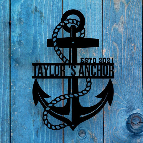 Personalized Anchor Metal Wall, Custom Name With Anchor Metal Sign, Metal Beach House And Ship Wall Decor, Nautical Wall Decor Laser Cut Metal Signs Custom Gift Ideas