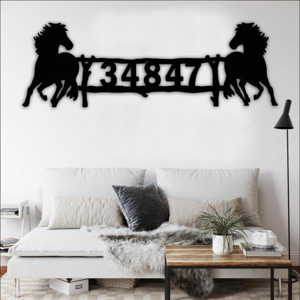 Double Horse Momogram Personalized Horse Metal Sign, Horseshoe Art, Western Decor, Initial Metal Sign, Housewarming Gift, Farmhouse Decor Afculture Metal Wall Art, Metal Laser Cut Metal Signs Custom Gift Ideas