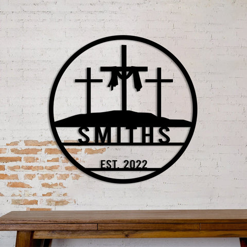 Custom Name Crosses Metal Sign, Jesus Christ Wall Art Laser Cut Metal Signs Custom Gift Ideas