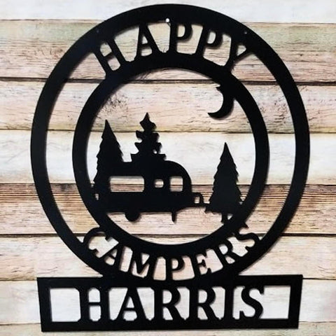 Camping Gift For Dad Father's Day, Happy Campers Personalized Gift For Him, Custom Campground Gift Idea, Yard, Camp Decor Laser Cut Metal Signs Custom Gift Ideas