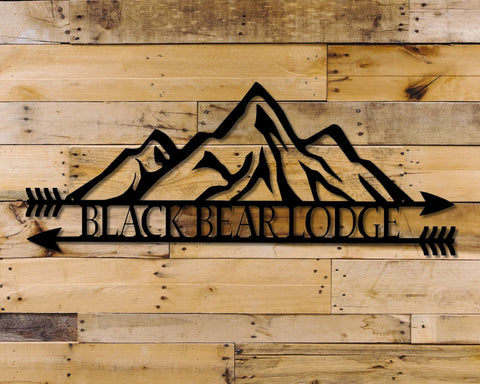 Custom Personalized Double Arrow Mountain Range Adventure Name Sign Rustic Metal Sign Housewarming Gift Metal Wall Art Farmhouse Decor Laser Cut Metal Signs Custom Gift Ideas