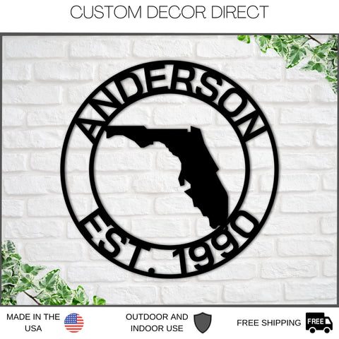 Custom State Metal Sign, Personalized State Sign, Custom Name Metal Sign, Metal Wall Decor, Door Hanger, Family Name Sign, Last Name Sign Laser Cut Metal Signs Custom Gift Ideas