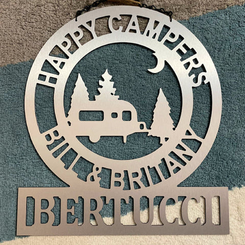 Camping Gift For Dad Father's Day, Happy Campers Personalized Gift For Him, Custom Campground Gift Idea, Yard, Camp Decor Laser Cut Metal Signs Custom Gift Ideas