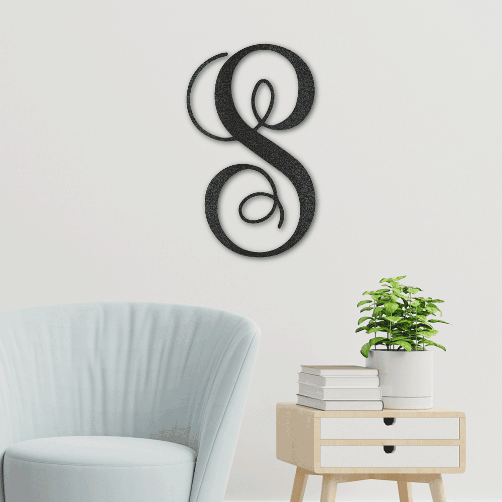 Personalized Fancy Initial Monogram Steel Art Wall Decor Metal Name Sign Laser Cut Metal Signs Custom Gift Ideas