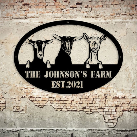 Goat Farm Metal Sign, Metal Farm Sign, Farmhouse Decor, Family Name Custom Sign, Metal Garden Sign, Farmer Gift, Farm Metal Art Laser Cut Metal Signs Custom Gift Ideas