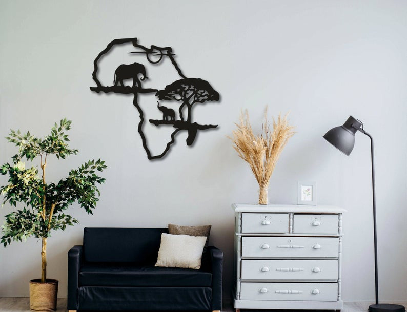 Africa Elephant Wild Animals Decor Wall Art Cut Metal Sign Laser Cut Metal Signs Custom Gift Ideas