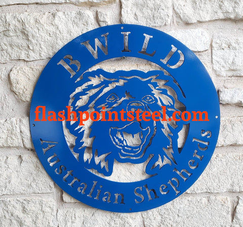 Australian Shepherd Dog Breed Sign, Entrance Sign, Wall Decor, Plasma Cut Steel Sign, Custom Sign, Welcome Sign, Personalized, Home Decor Laser Cut Metal Signs Custom Gift Ideas
