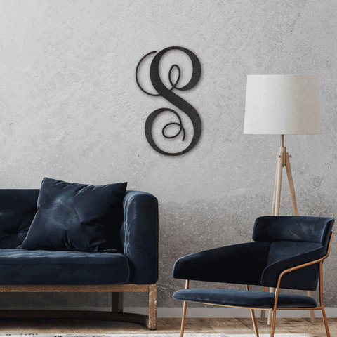 Personalized Fancy Initial Monogram Steel Art Wall Decor Metal Name Sign Laser Cut Metal Signs Custom Gift Ideas