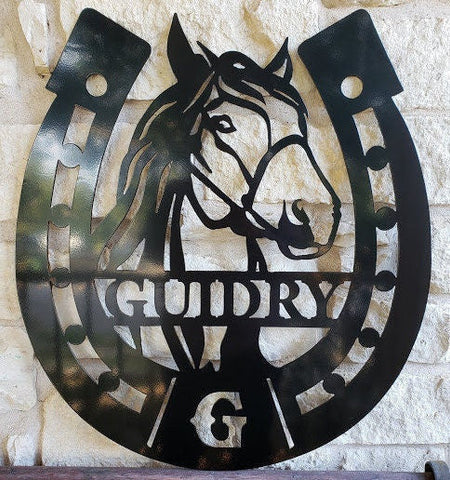 Horse Shoe Sign, Stable, Entrance Gate Sign, Ranch, Farm , Gate Sign, Plasma Cut Steel Sign ,steel Art, Metal Wall Art, Livestock Laser Cut Metal Signs Custom Gift Ideas