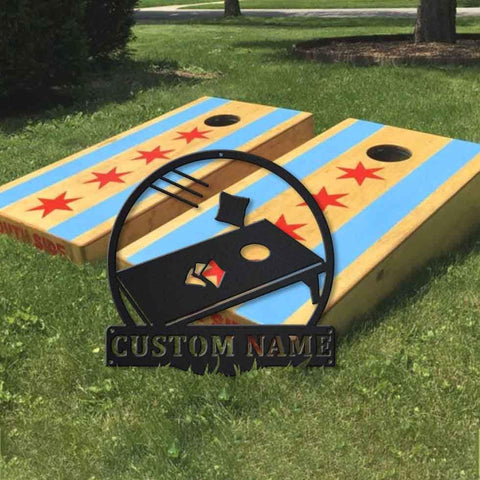 Personalized Cornhole Monogram Metal Sign Art , Custom Cornhole Metal Sign, Cornhole Lover Sign Decoration For Living Room Laser Cut Metal Signs Custom Gift Ideas
