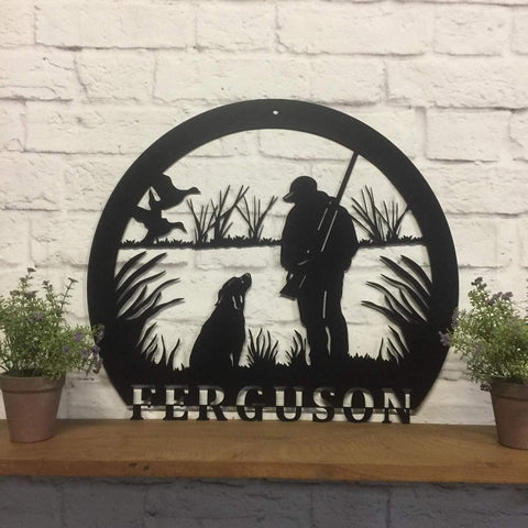 Personalized Duck Hunter & Lab Sign, Cut Metal Sign, Metal Wall Art, Metal House Sign Laser Cut Metal Signs Custom Gift Ideas