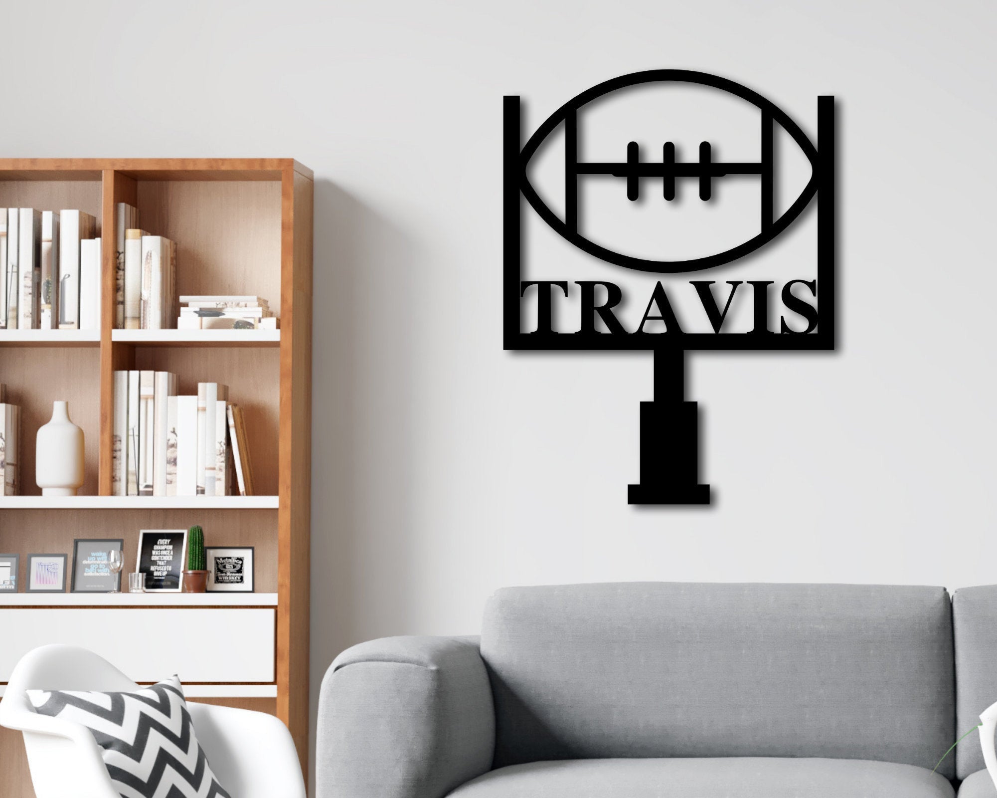 Football Sign, Football Name Sign, Sports Name Sign, Personalized Football Sign, Field Goal Sign, Metal Sign, Sports Decor, Nursery Sign Laser Cut Metal Signs Custom Gift Ideas