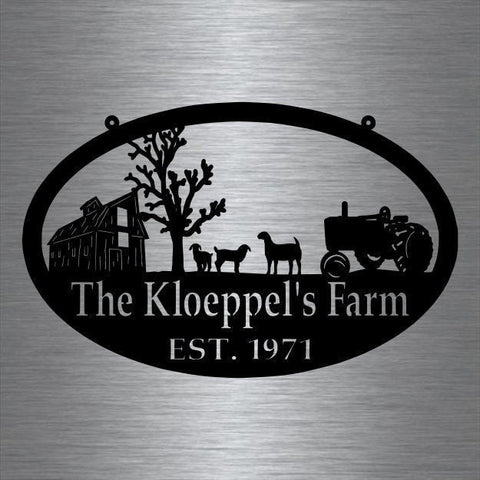 Metal Farm Sign , Goats And Tractor Personalized Family Name Metal Sign Housewarming Gift Wedding Gift Personalized Gift Laser Cut Metal Signs Custom Gift Ideas